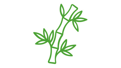 Obraz premium Green bamboo stalk with leaves line art vector icon illustration. Minimalist eco-friendly design representing nature, sustainability, organic growth, Asian culture, and environmental conservation.