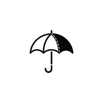 An illustration of a black and white umbrella standing alone