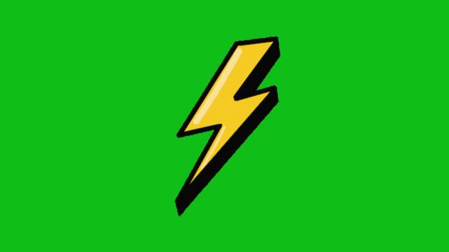 high voltage sign animation on green screen