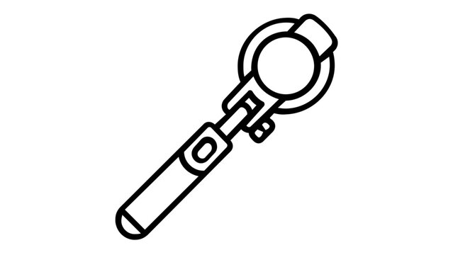 Minimalist selfie stick line icon vector illustration, professional monopod for mobile photography and vlogging, scalable flat design graphic for digital content, apps, and web interfaces.