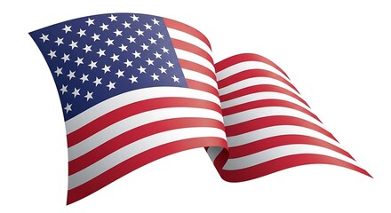 Obraz premium A high-quality digital illustration of the american flag waving gracefully against a white background