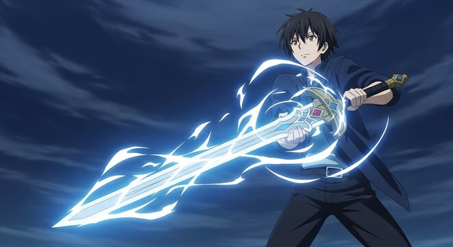 Anime character with glowing sword