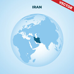 Fototapeta premium Iran Map on Global World Globe Sphere Background Vector Illustration for Geography Education Travel Middle East Country Location Graphic Design Template Isolated Professional Blue Style