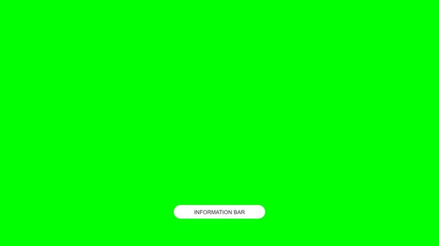 Green screen background with information bar, lower third graphic for video editing, chroma key template with white text box element