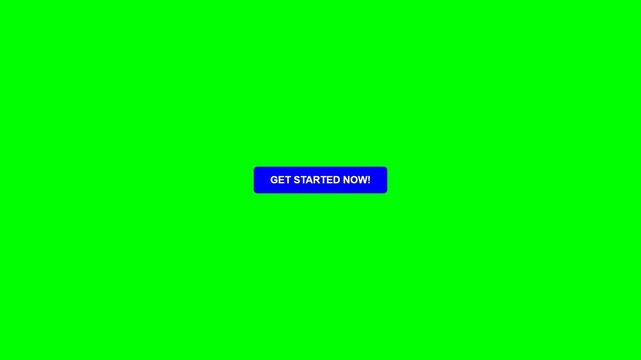 Blue get started now button on green screen background, animated call to action web element, digital interface click button for marketing