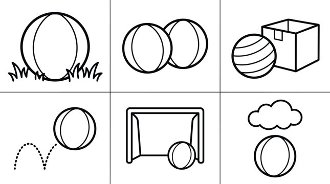 Bouncing ball box goal and cloud icons