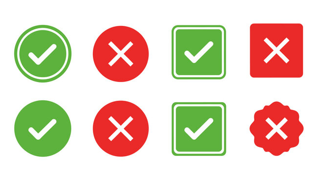 Grid of green check marks and red crosses icons in contrasting colors.