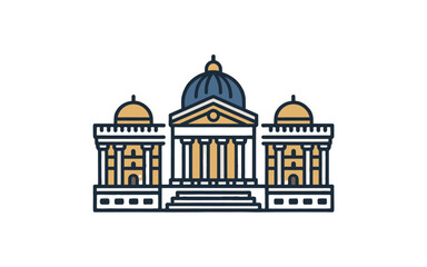 Obraz premium A symmetrical illustration of a classical government building.