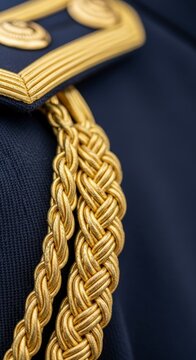 Golden braided epaulette on uniform.