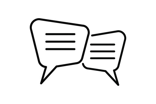 Black and white outline of two overlapping speech bubbles