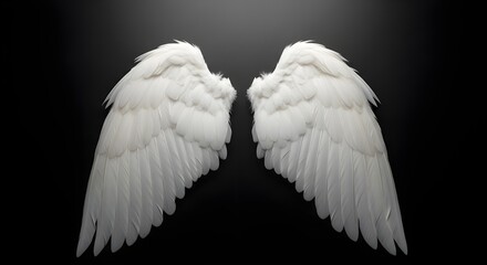 Fototapeta premium Pair of White Feather Angel Wings isolated PNG with Transparent Background