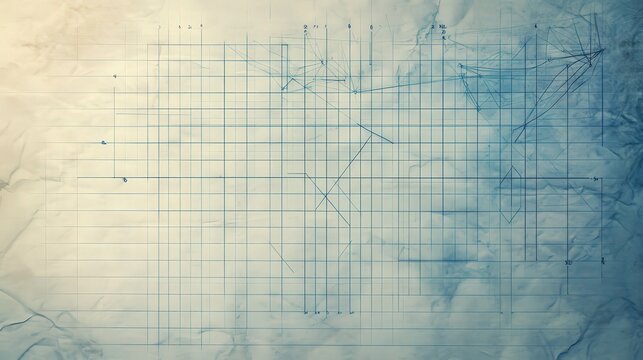 A blueprint design with a grid pattern on a piece of paper