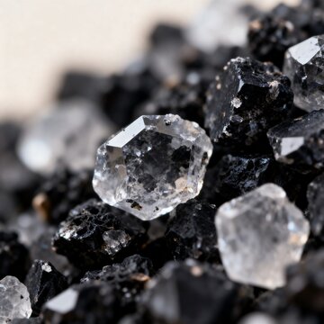 Macro Close-up of Black Salt Crystals with Panch Phoron Spices