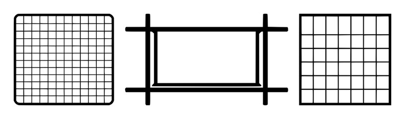 Obraz premium UX wireframe grid symbol icon set with solid black color featuring user interface, mobile app layout, web design with development and programming
