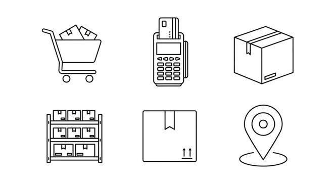 Ecommerce shopping delivery service icons.
