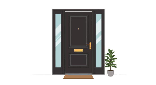 Brown Wooden Front House Door.