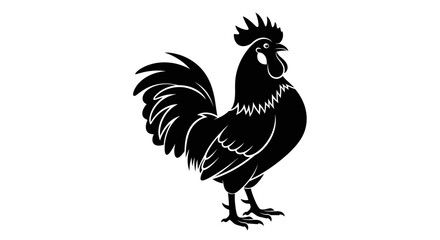 Black Silhouette of a Rooster Bird. © biw
