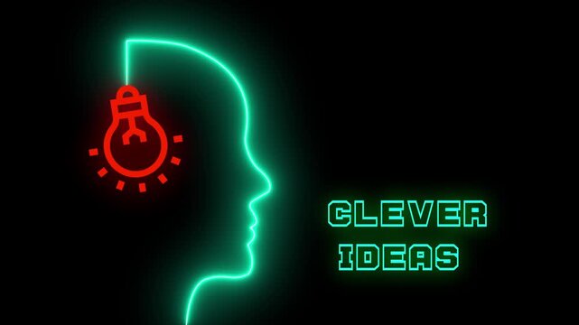  Glowing brain lightbulb icon representing clever ideas and innovative business solutions on a dark background.