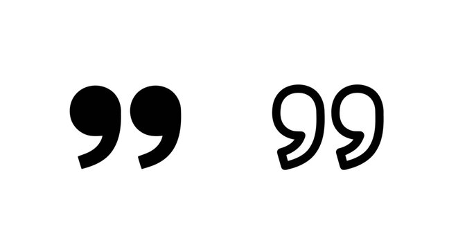 Set of Solid and Outline Quote Mark Icons