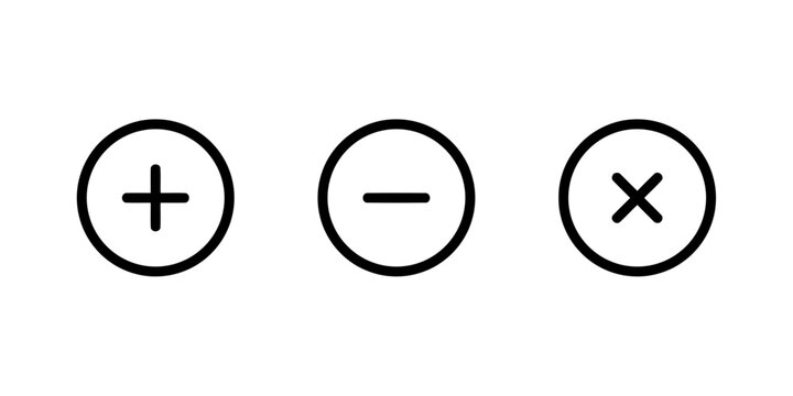 Set of Mathematical and Interface Symbols in Circles