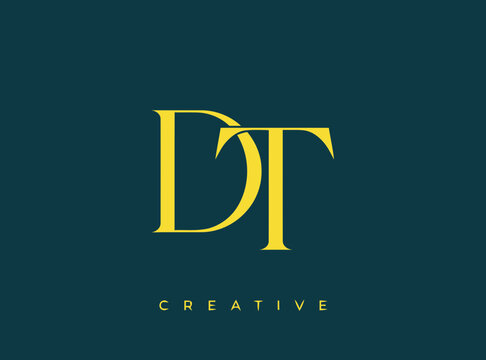 Elegant DT Letter Logo Design with Minimalist Serif Typography