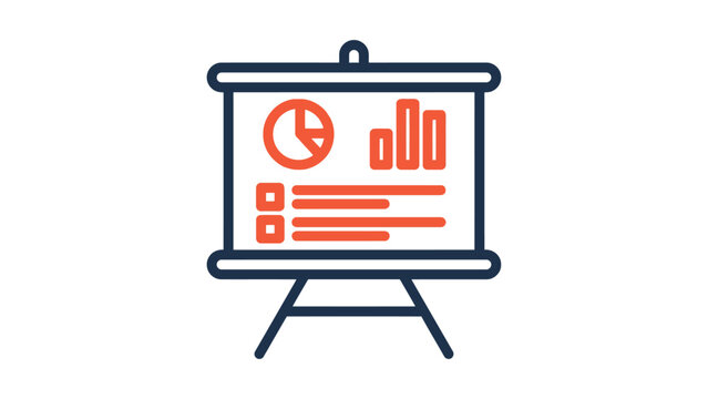 Presentation board showing various data visualization charts and metrics Vector