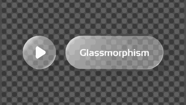 Glassmorphism UI Elements with Play Button and Text Label
