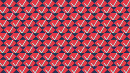 Vibrant Check Pattern: An abstract, repeating pattern of check mark symbols, with a striking and modern design that would make for a great background or pattern resource. © Andika