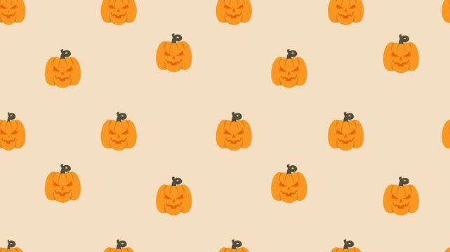Seamless pumpkin pattern animation on beige background