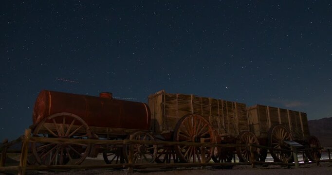Death Valley Harmony Borax Train Desert Night Sky Stars Timelapse