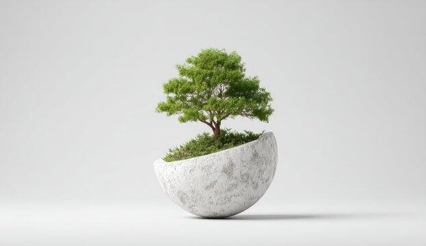 Minimalist bonsai in a half-sphere