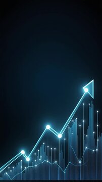 ラインチャート右上がり資産運用上方余白動画