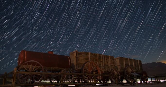 Death Valley Harmony Borax Mine Mill Abandoned Desert Night Sky Stars Timelapse