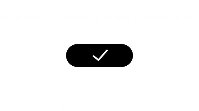 Minimalist submit button animation with loading circle and checkmark icon on transparent background, clean black and white interface element for web forms