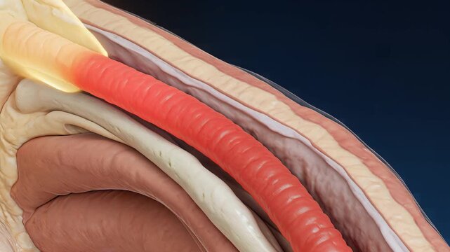Medical 3D Illustration of Human Nerve Signal Conduction