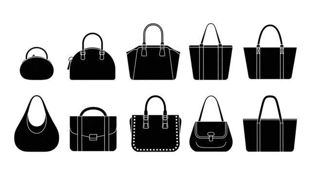 Elegant assortment of stylish handbags in black silhouette design