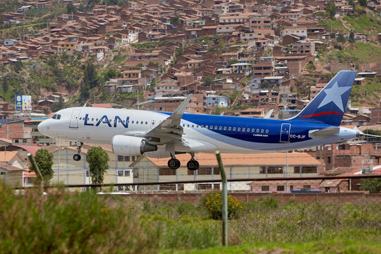 commercial jet makes its final approach into Alejandro Velasco Astete International Airport in Cusco, Peru &mdash; one of the world's most challenging and dramatic aviation environments.Sitting at 3,399 m.