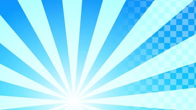 Abstract Blue Sunburst Background with Checkered Pattern Light Radial Rays Clean Fresh Animation Loop for Summer Promo and Corporate Motion Graphics