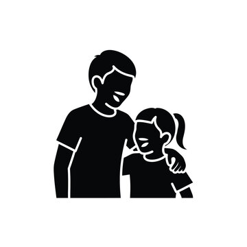 Brother and sister embracing each other.