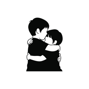 Two children embracing each other in a heartwarming hug.