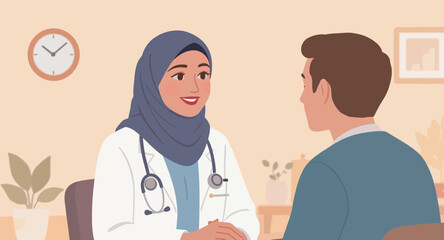 Obraz premium Female doctor consulting male patient.