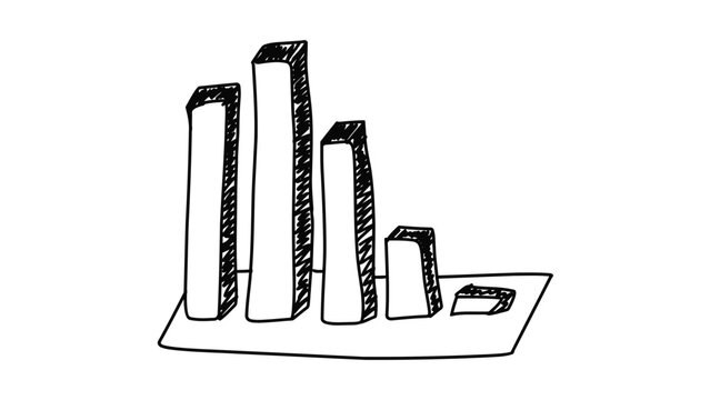 Sketch of four varying height vertical rectangular objects on a base platform Vector