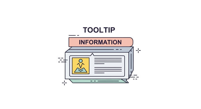 Flat design illustration of a digital interface tooltip box for information