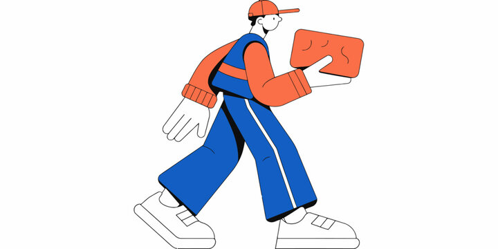 Delivery service concept with a courier on a scooter and a shopping bag, representing fast and efficient package transport in an urban setting.