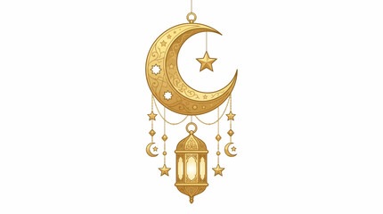 Golden crescent moon lantern decoration. © Fauzi