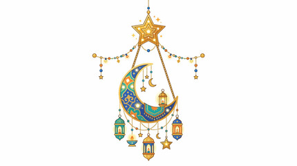 Ramadan crescent moon lantern star decoration. © Fauzi