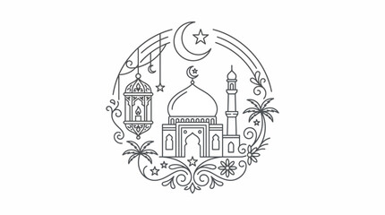 Mosque with crescent moon and stars. © Fauzi