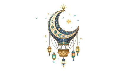Ramadan lantern with crescent moon. © Fauzi