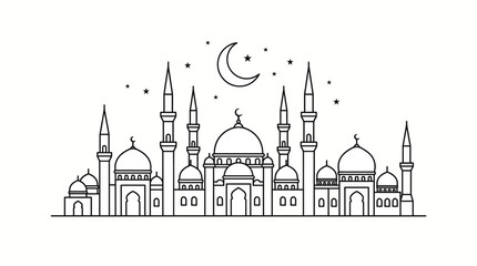 Mosque with domes and minarets. © Fauzi