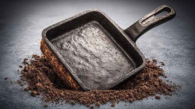 Rusty Cast Iron Pan Overturned In Ground Showing Texture